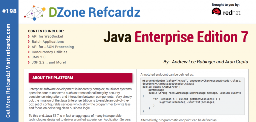 Java EE 7 Refcardz