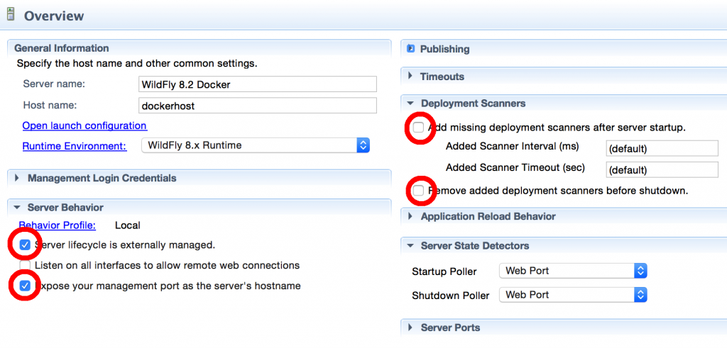 Docker WildFly Adapter Properties