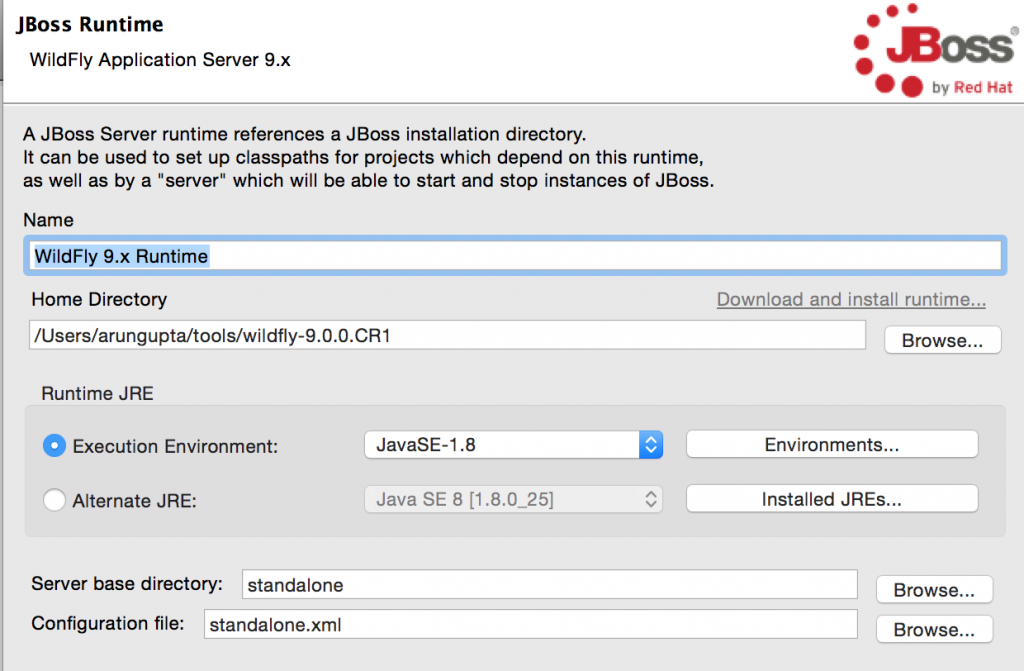 WildFly 9 CR1 Eclipse New Runtime